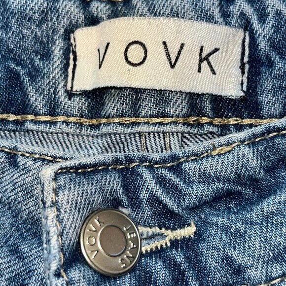 VOVK DENIM BLUE JEANS- FROM UKRAINE  HIGH WAIST  WIDE LEG - SIZE MEDIUM W28XL28 - Picture 3 of 13